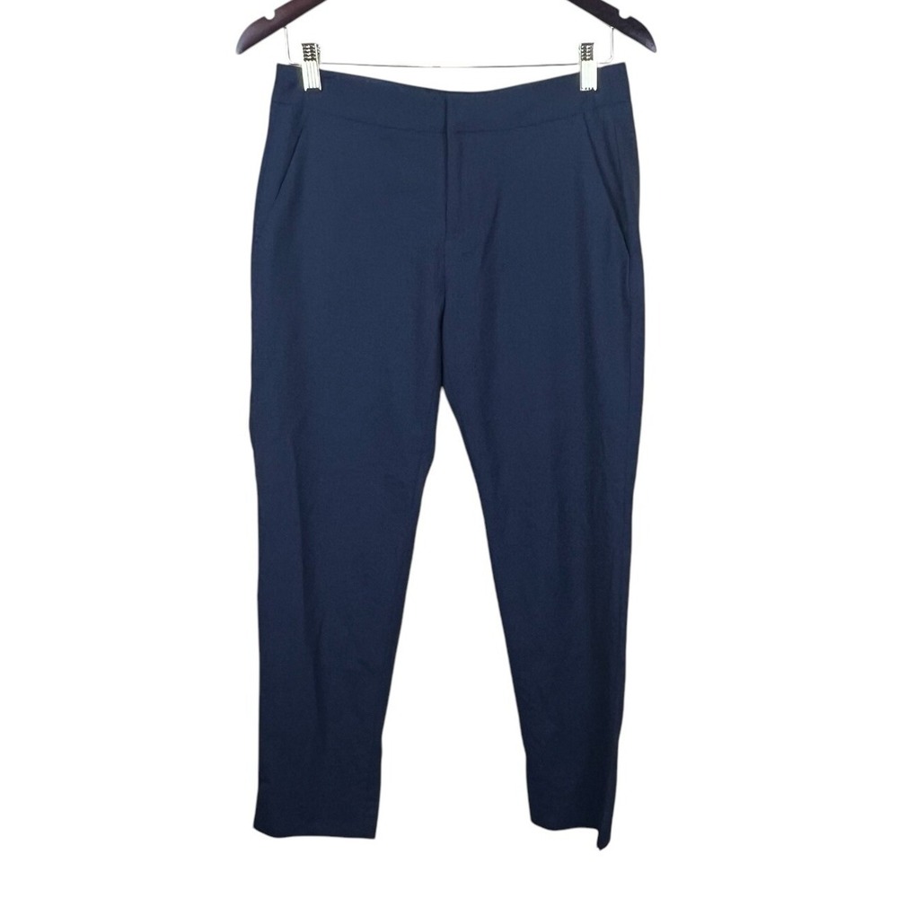 Everlane Womens Slim‎ Wool Trousers Ankle Slit Navy Blue Size 2 EUC